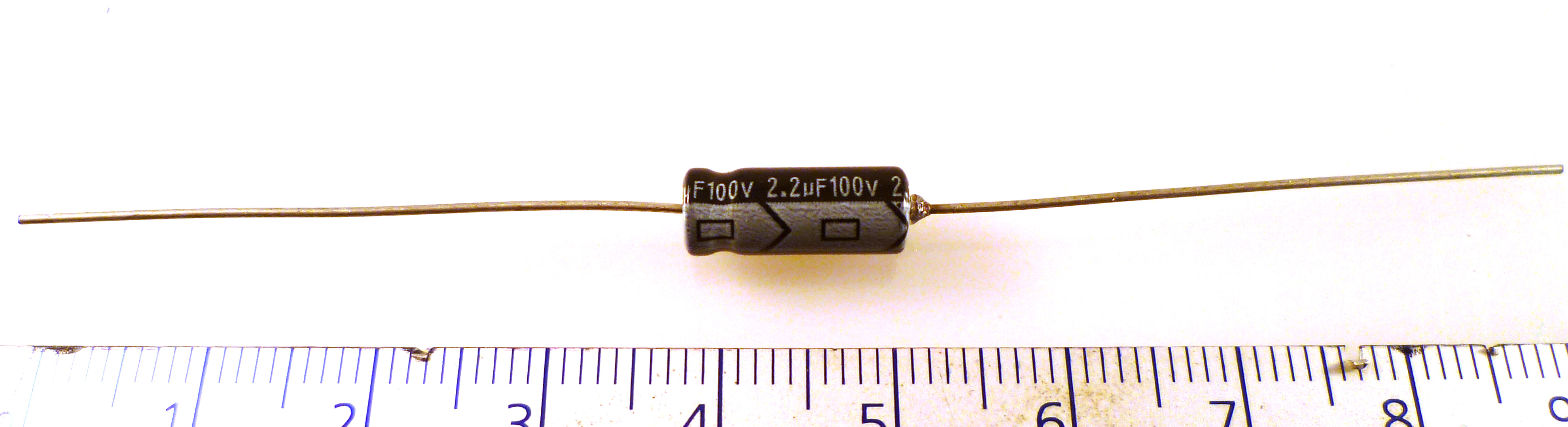 Electrolytic Capacitor 2.2uF 100V Axial 105'C 13 x 5mm 94mm 2 pieces