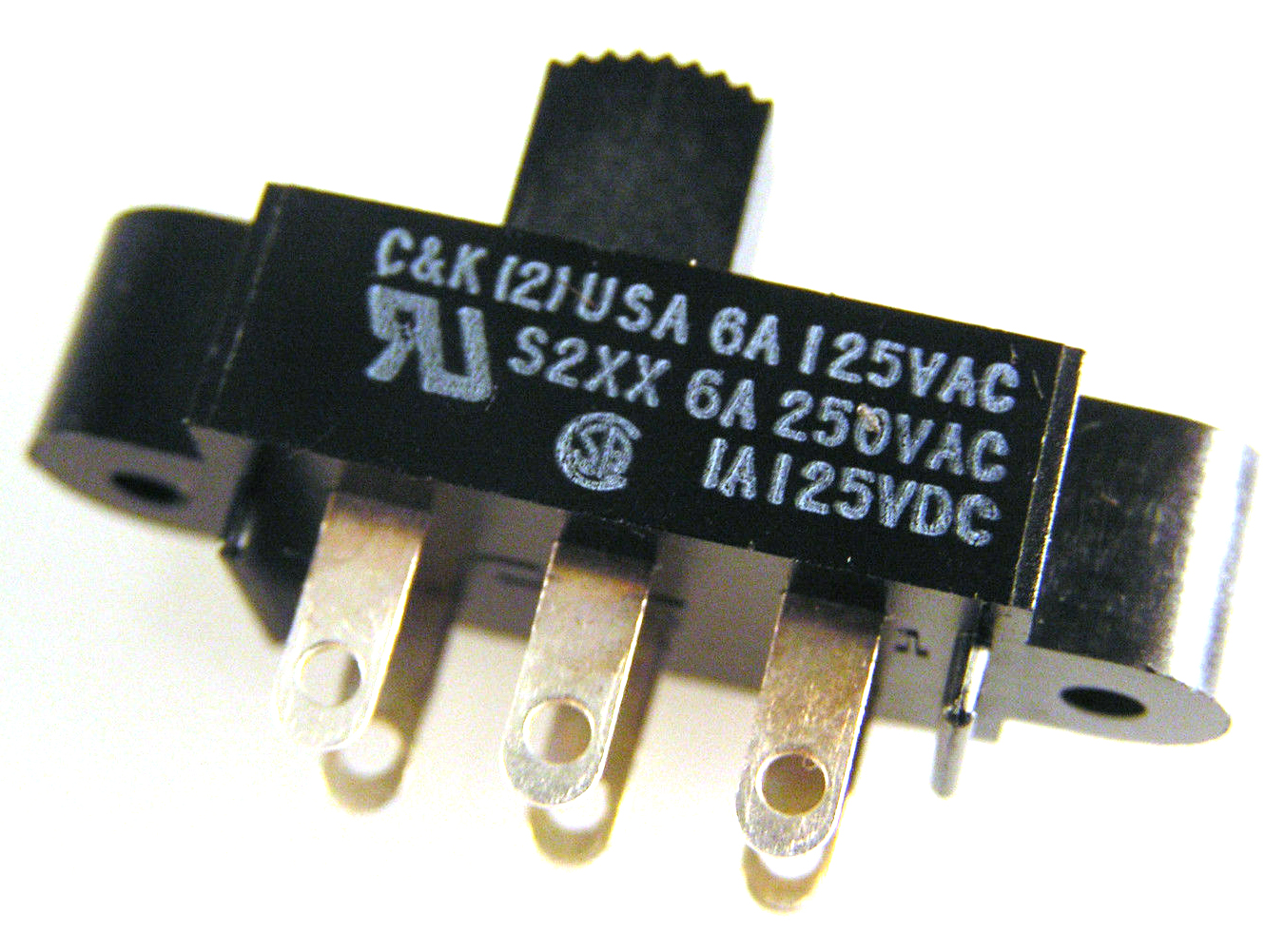 C+K S2XX Slide Switch On/On 6A 125/250VAC DPCO OM0548C