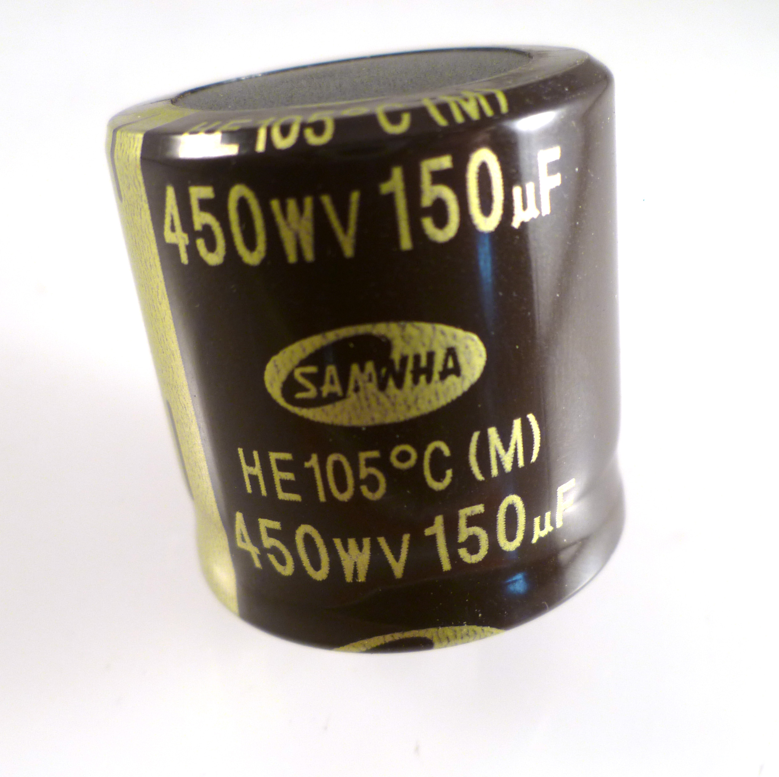 thumbnail image 2 of 2PCS 150uF 450V Aluminum Electrolytic Capacitor – 25x30mm, 105°C, Through Hole 2 of 6