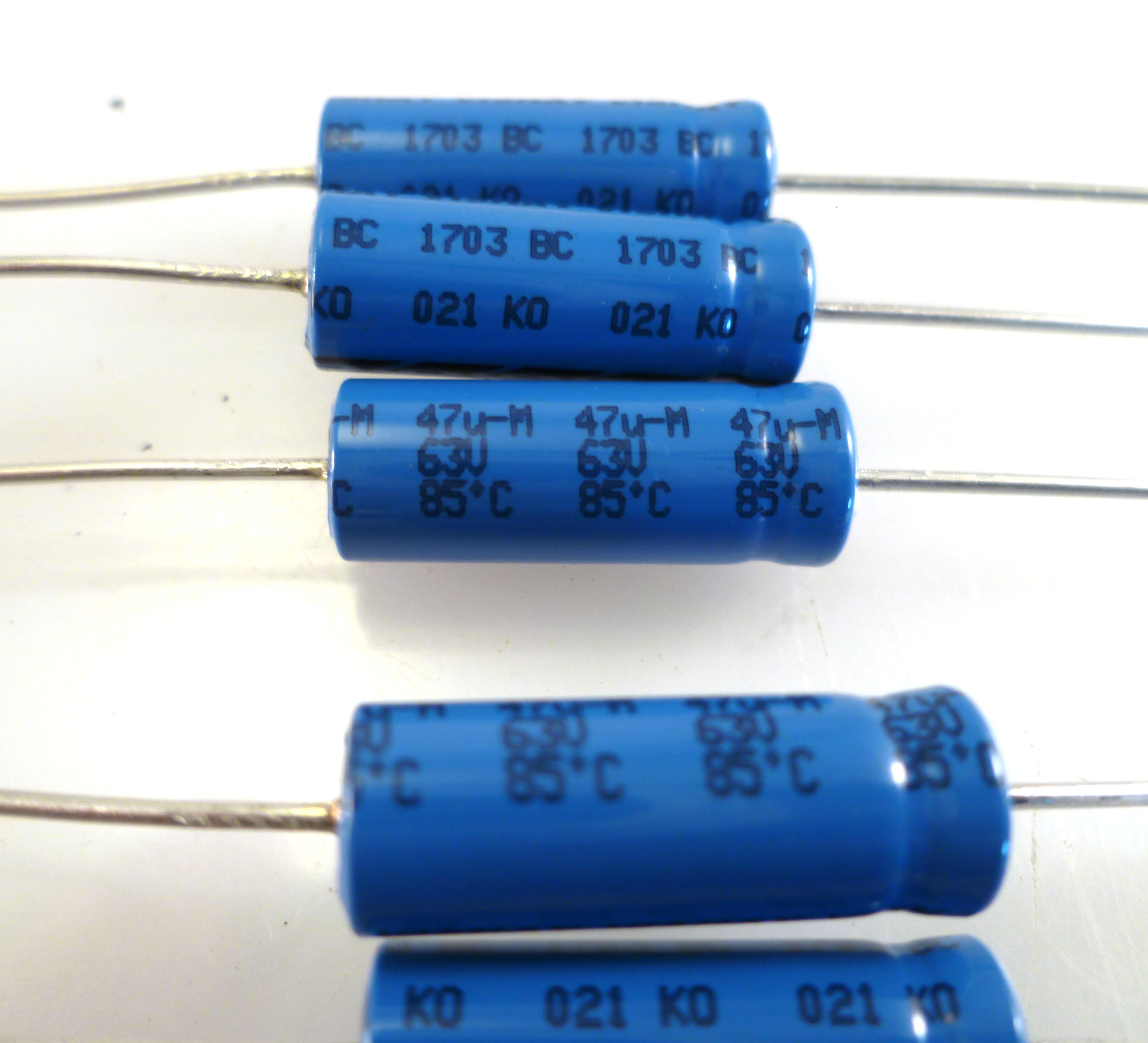 Vishay 2222 021 38479 47uf 63V Axial Electrolytic Capacitors 5 Pieces