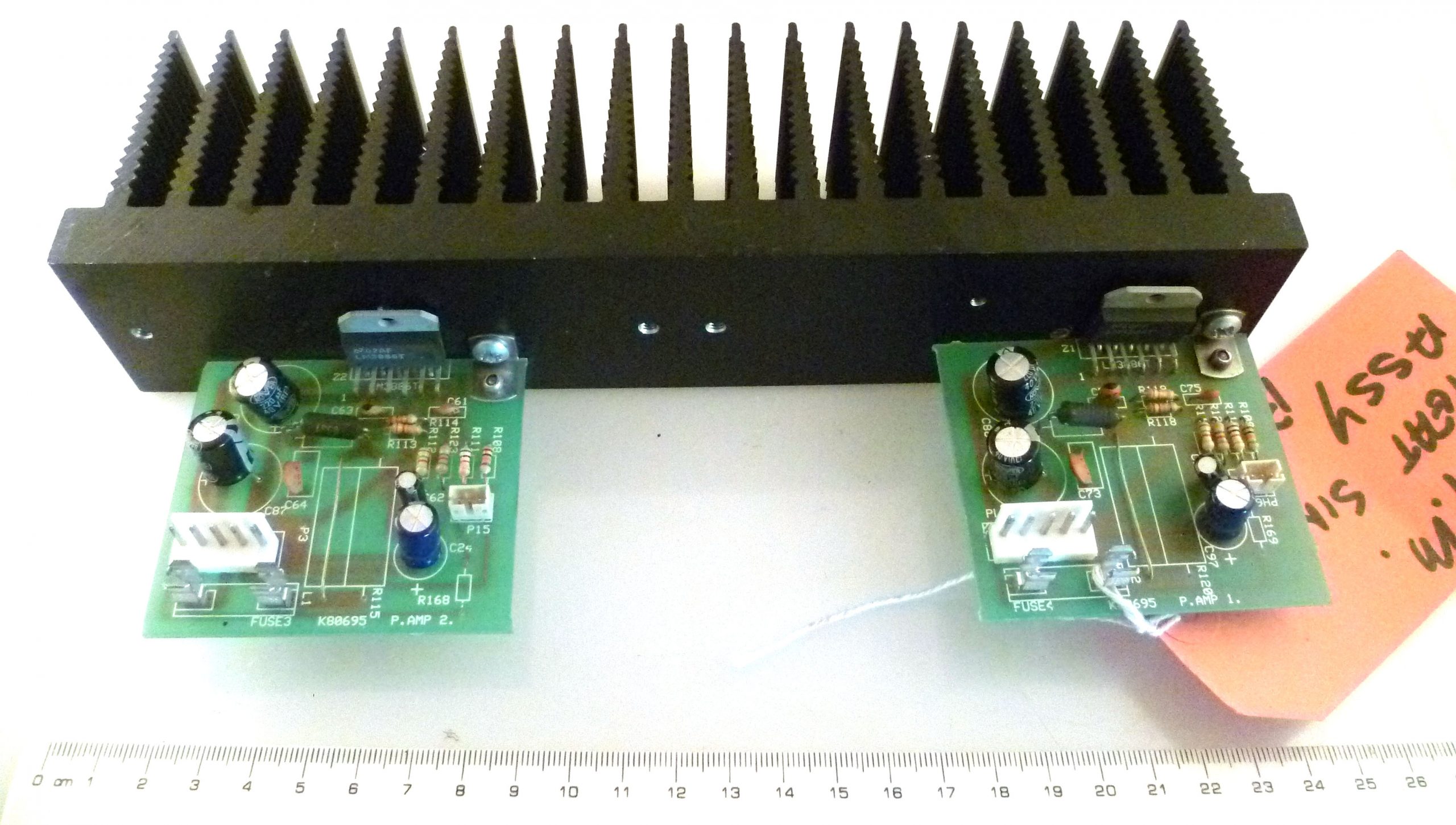 NS LM3886T 68W Audio Amp PCB 2 Pieces+19 Fin Heatsink 247x64x50mm MBH006F