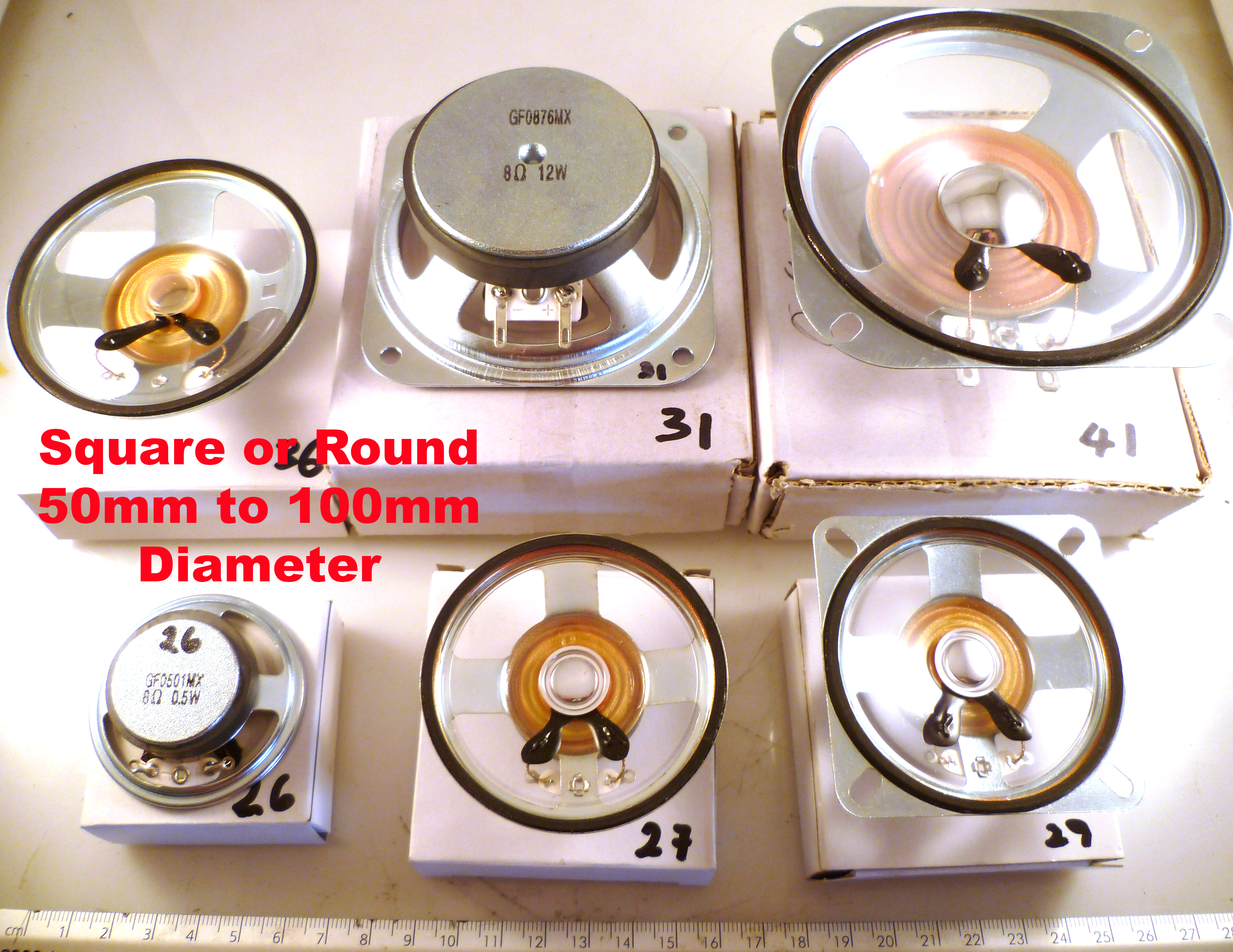 Mylar Speaker Range 8 Ohm 50mm/0.5W to 100mm/10W Outdoor Use OM0940A
