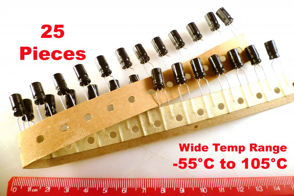 Jamicon Electrolytic Capacitor Radial 25V 100uF 105'C 25 Pieces MBD005M ...