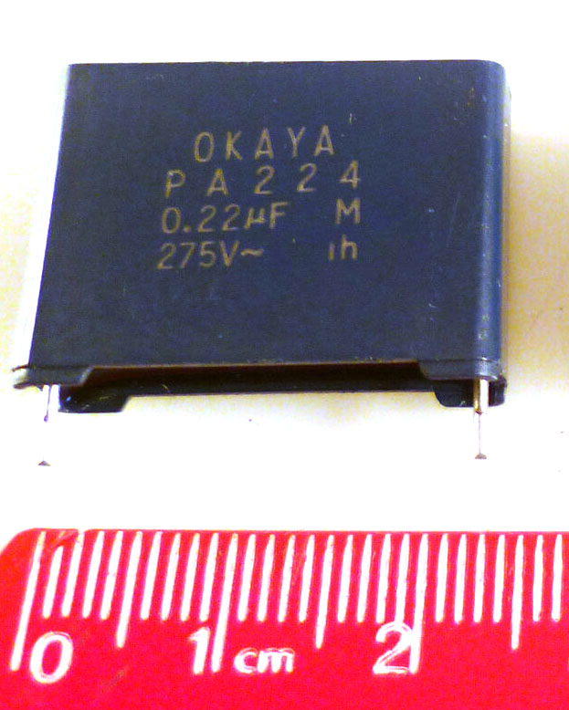 Okaya PA224 Noise Suppression Capacitor X2 0.22uF M 275Vac 20% MBE008G