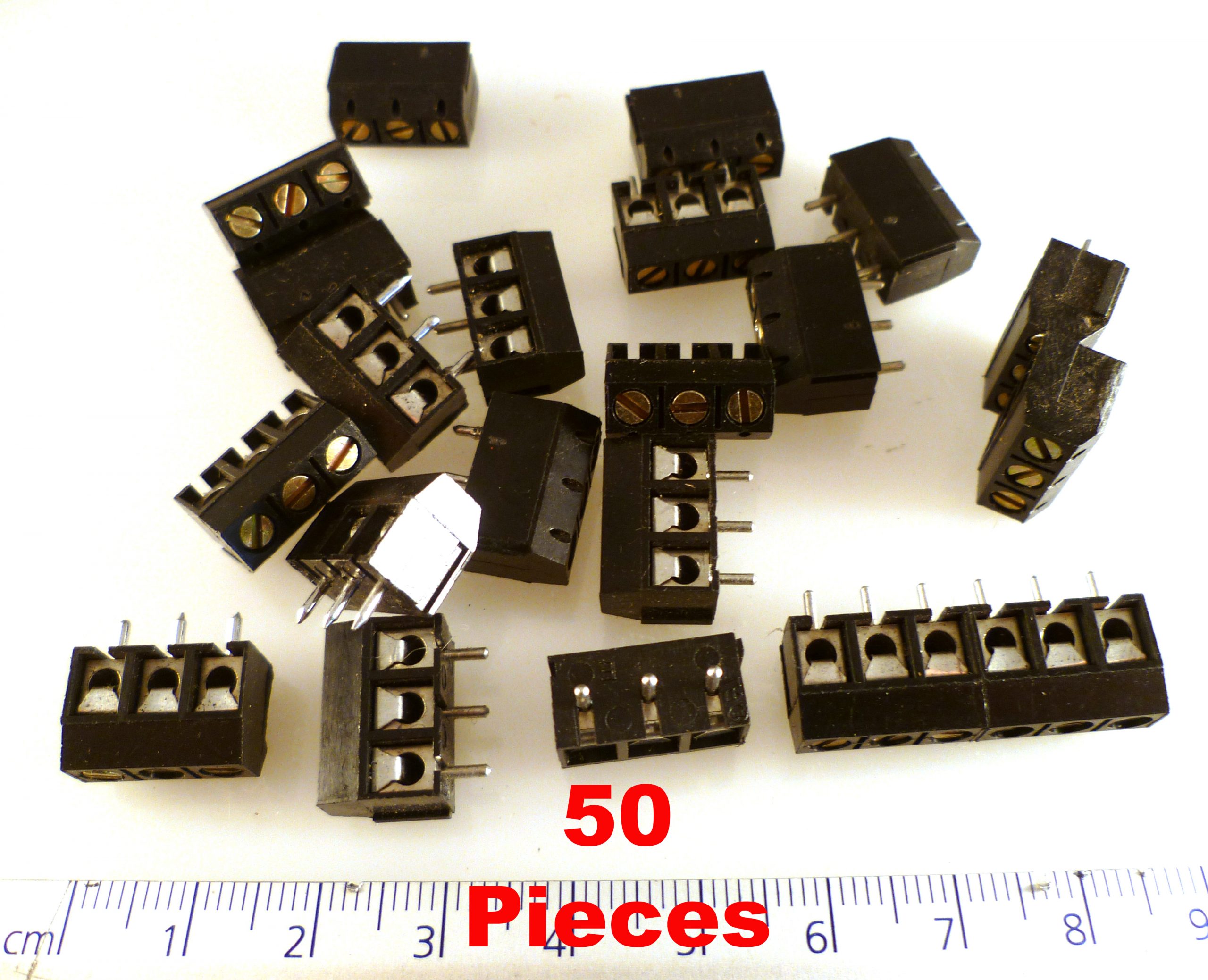 Interlocking Terminal Block 3 Way PCB Mount 5mm Pitch 50 Pieces OM0955A