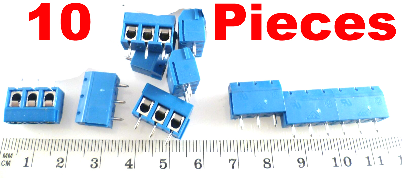 Wurth 3 Way PCB 5mm Interlocking Terminal Block Blue 10 Pieces OM0955B ...