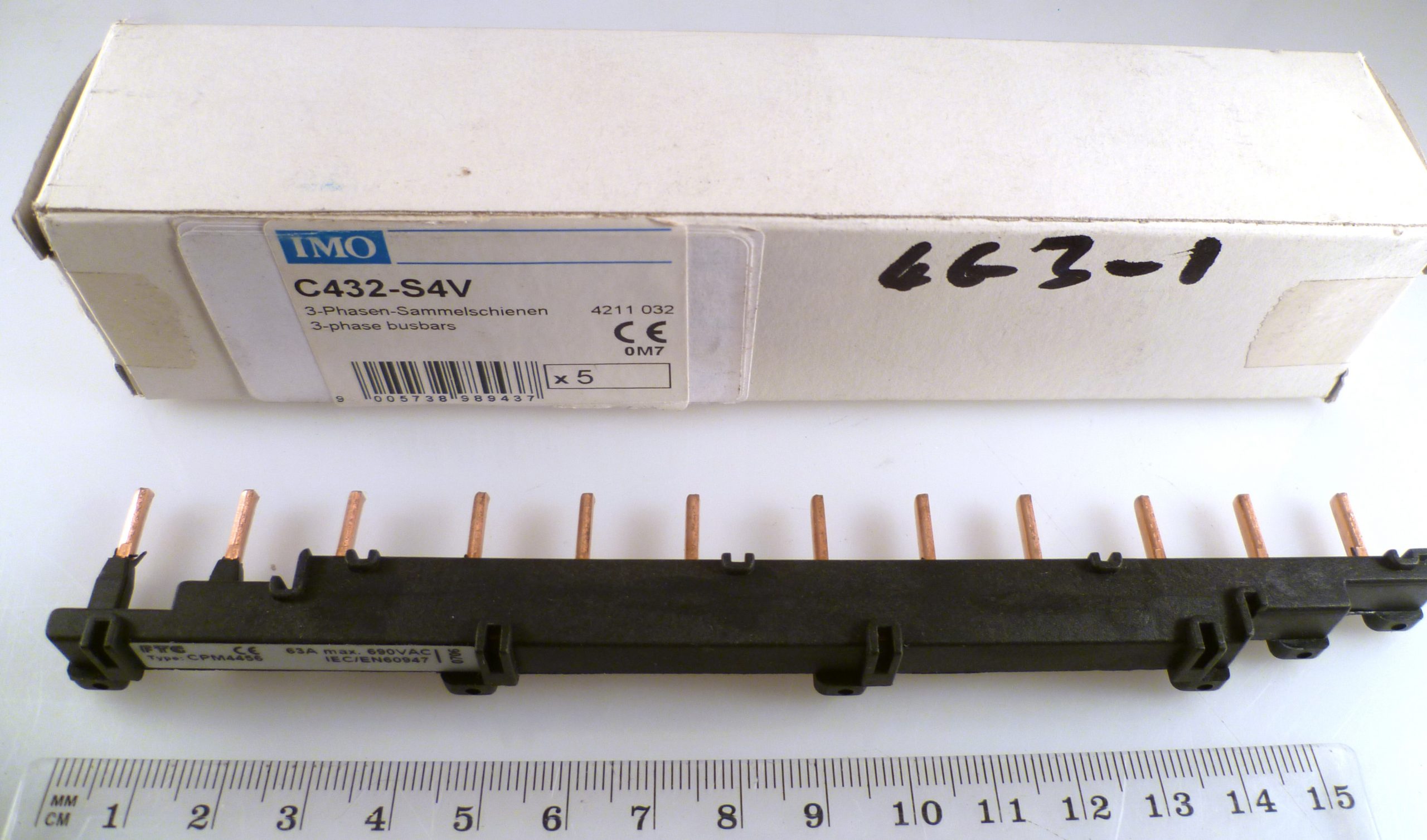 IMO C432-S4V FTG CPM4456 3-Phase Busbar Pin Type 64A 4 Way IP20 EB4G3-1