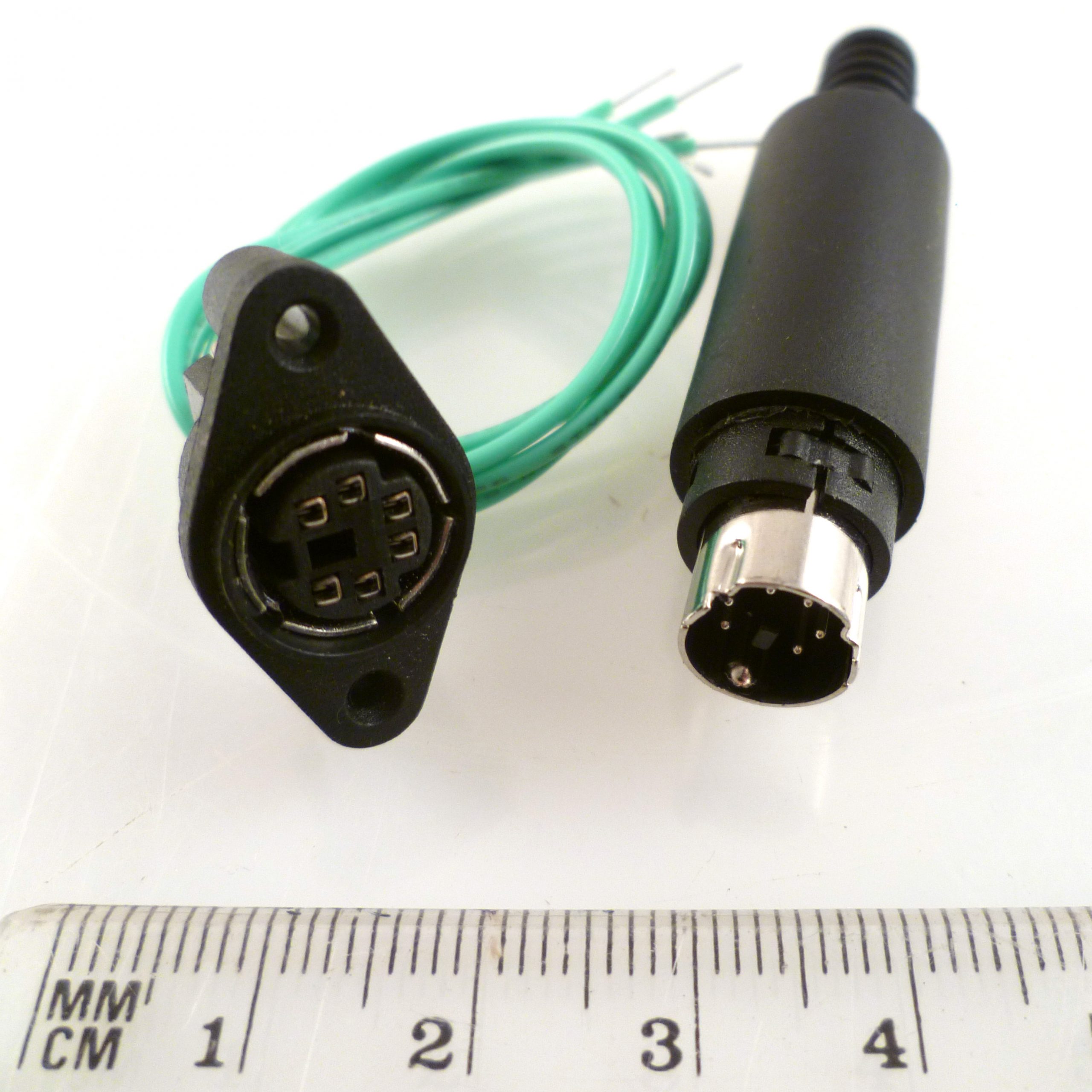 PS2 6 Pin Cable Mount Plug plus Panel Mount Wired Socket PAIR! EB57B