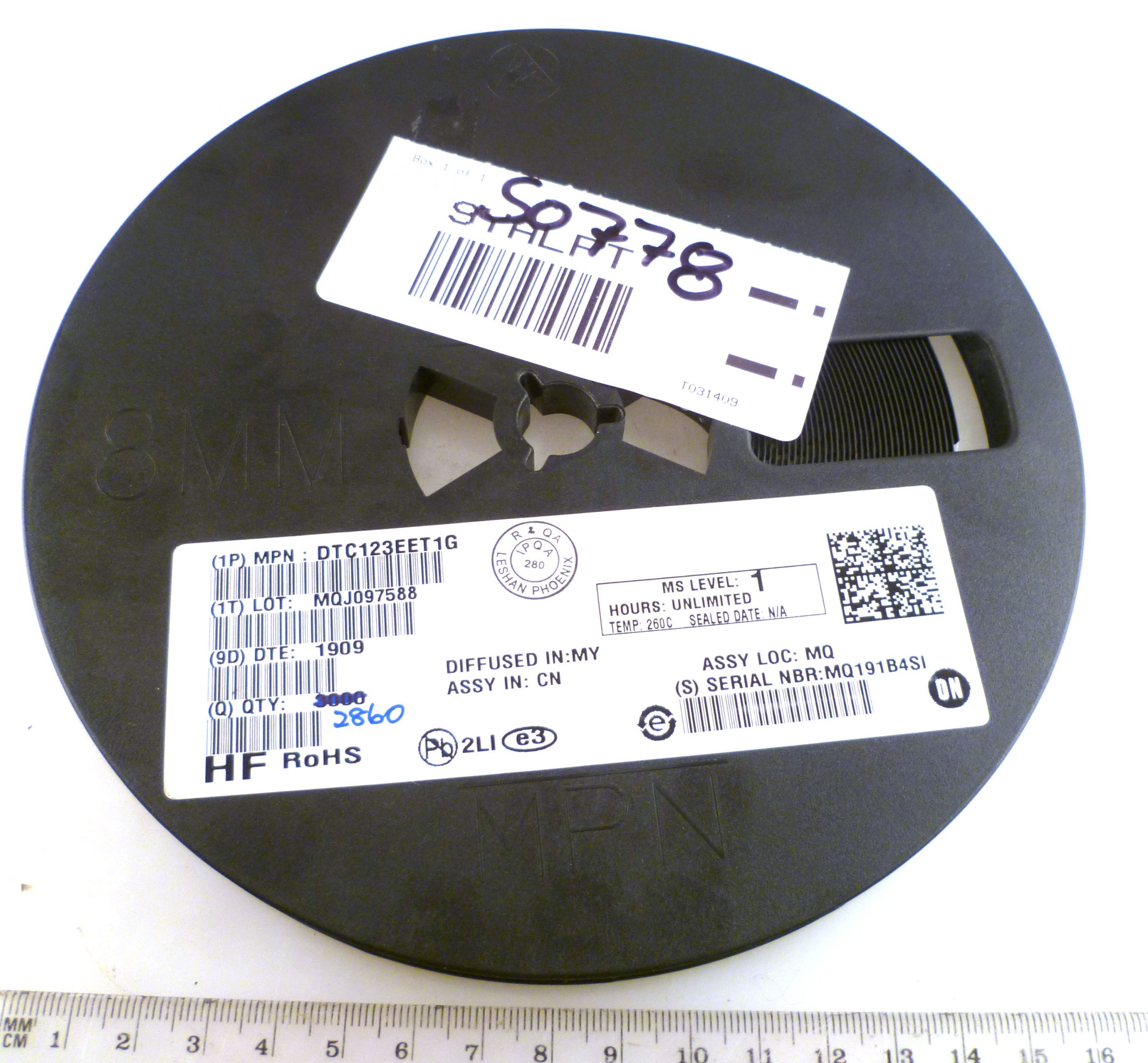 ON DTC123EET1G NPN Bias Resistor Transistor SC75/SOT416 10 Pieces