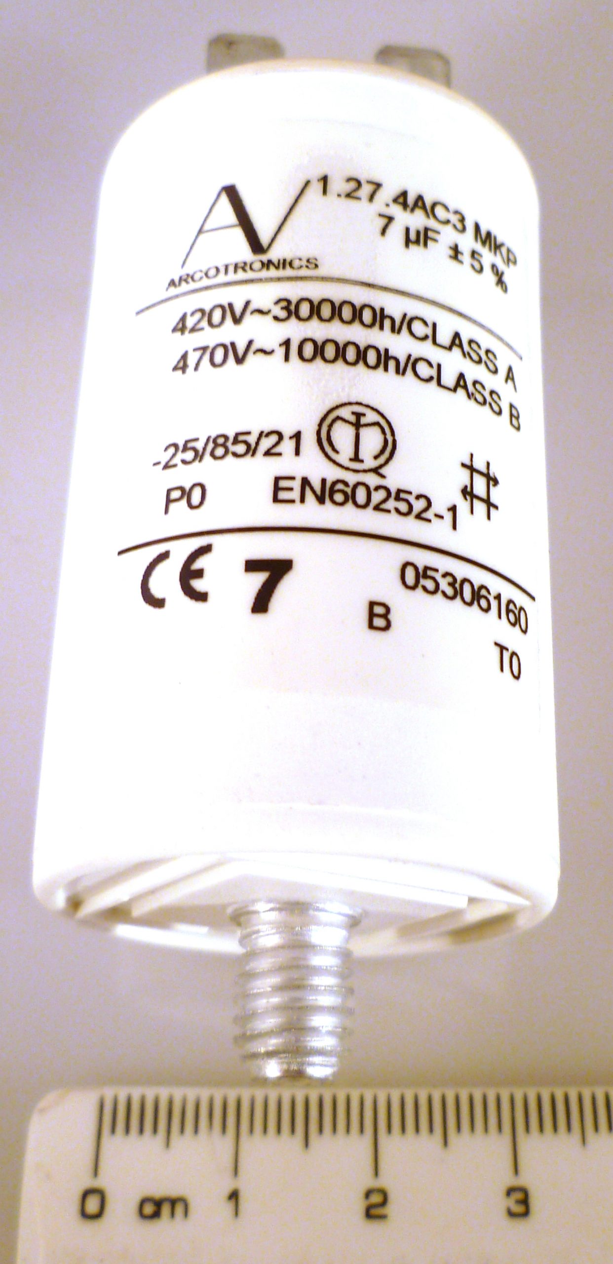 Arcotronics C274AC34700AA0J Motor Run Capacitor 7uF 5% 420/470Vac MBJ3 ...