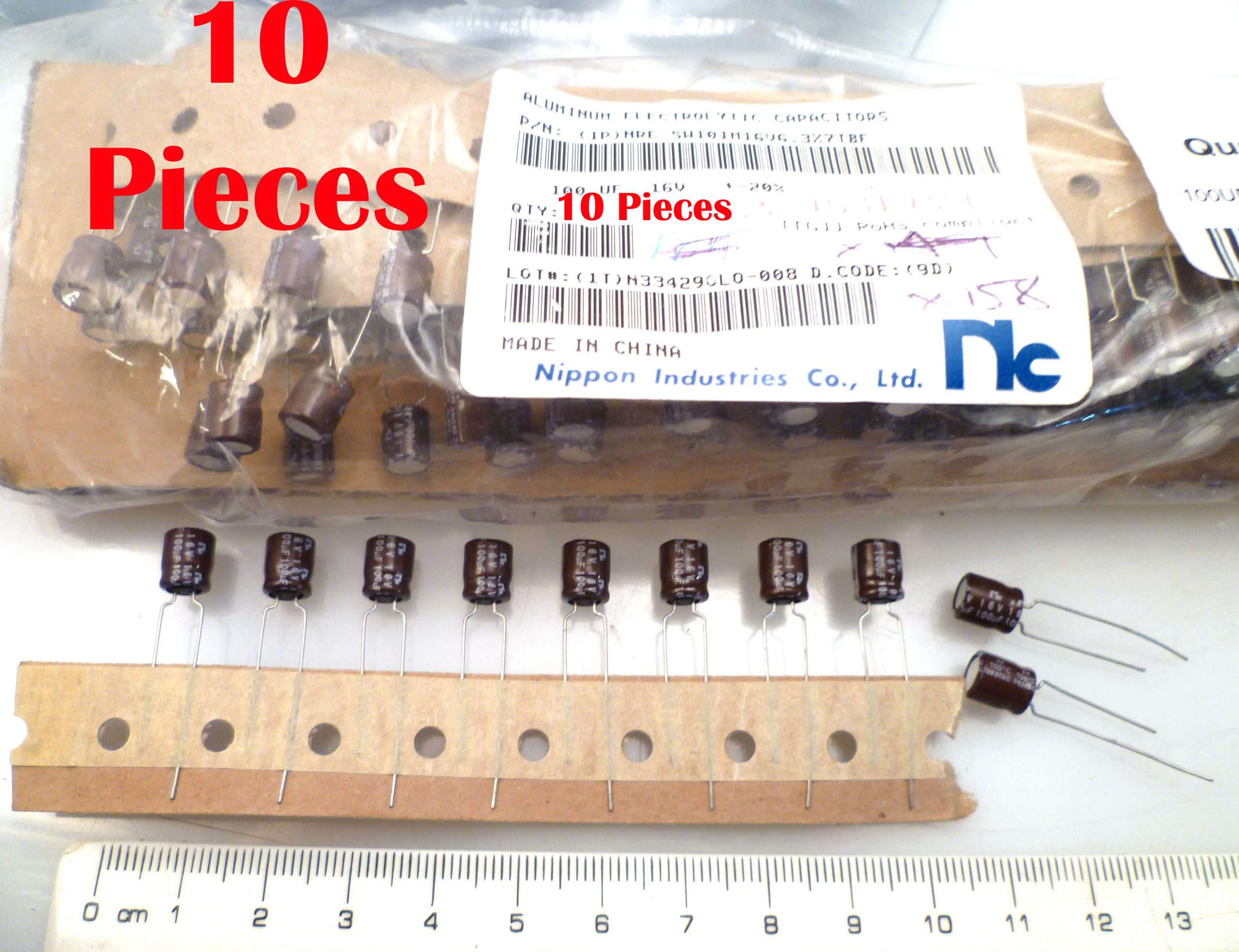 Nippon Industries Co. Electrolytic Capacitor 16V 100uF 105'C 10 Pieces OL0089F