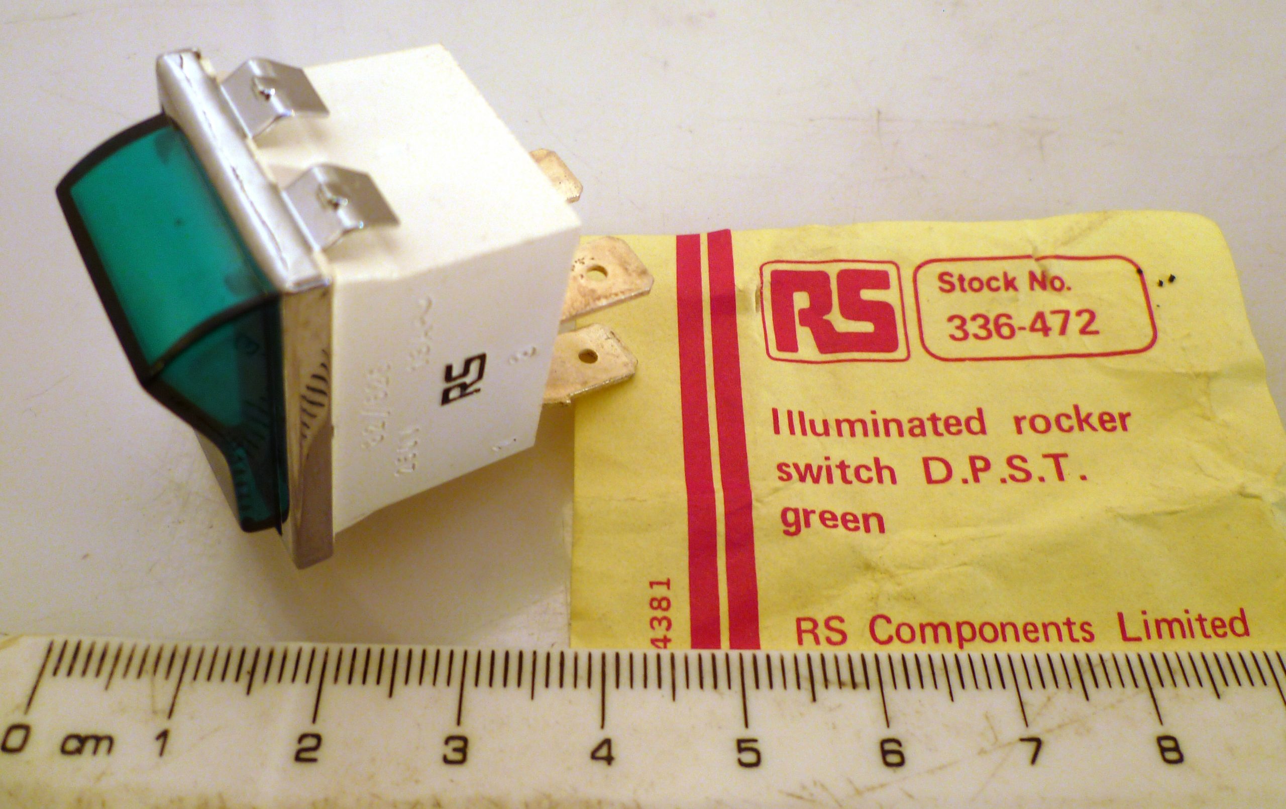 36v Rocker Switch RS 336 472 Green Illuminated Rocker Switch 250Vac 13A DPST On/Off ...