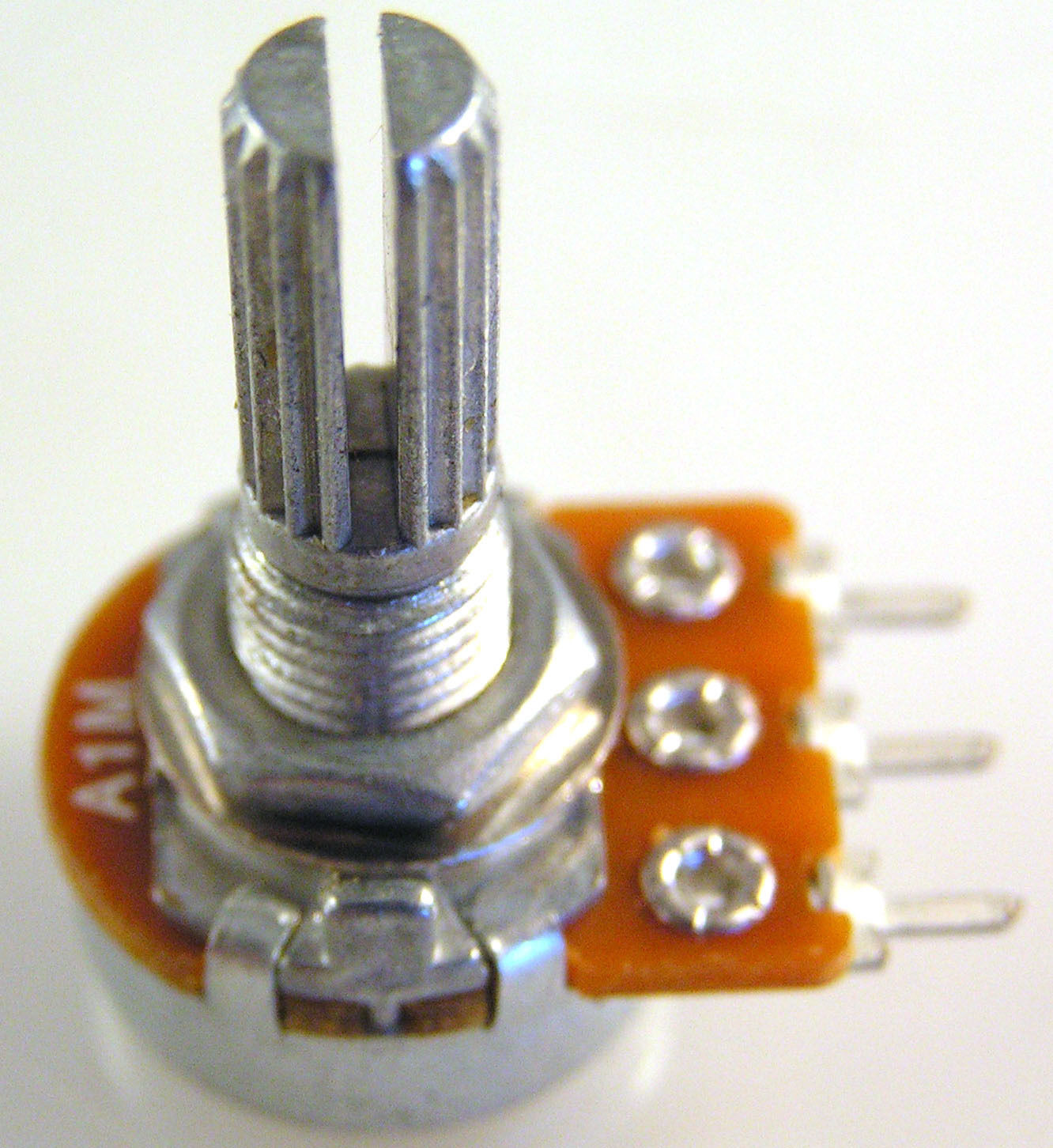 Alpha Logarithmic Potentiometer 1Mg Ohm 16mm Serrated 6mm Shaft Bush