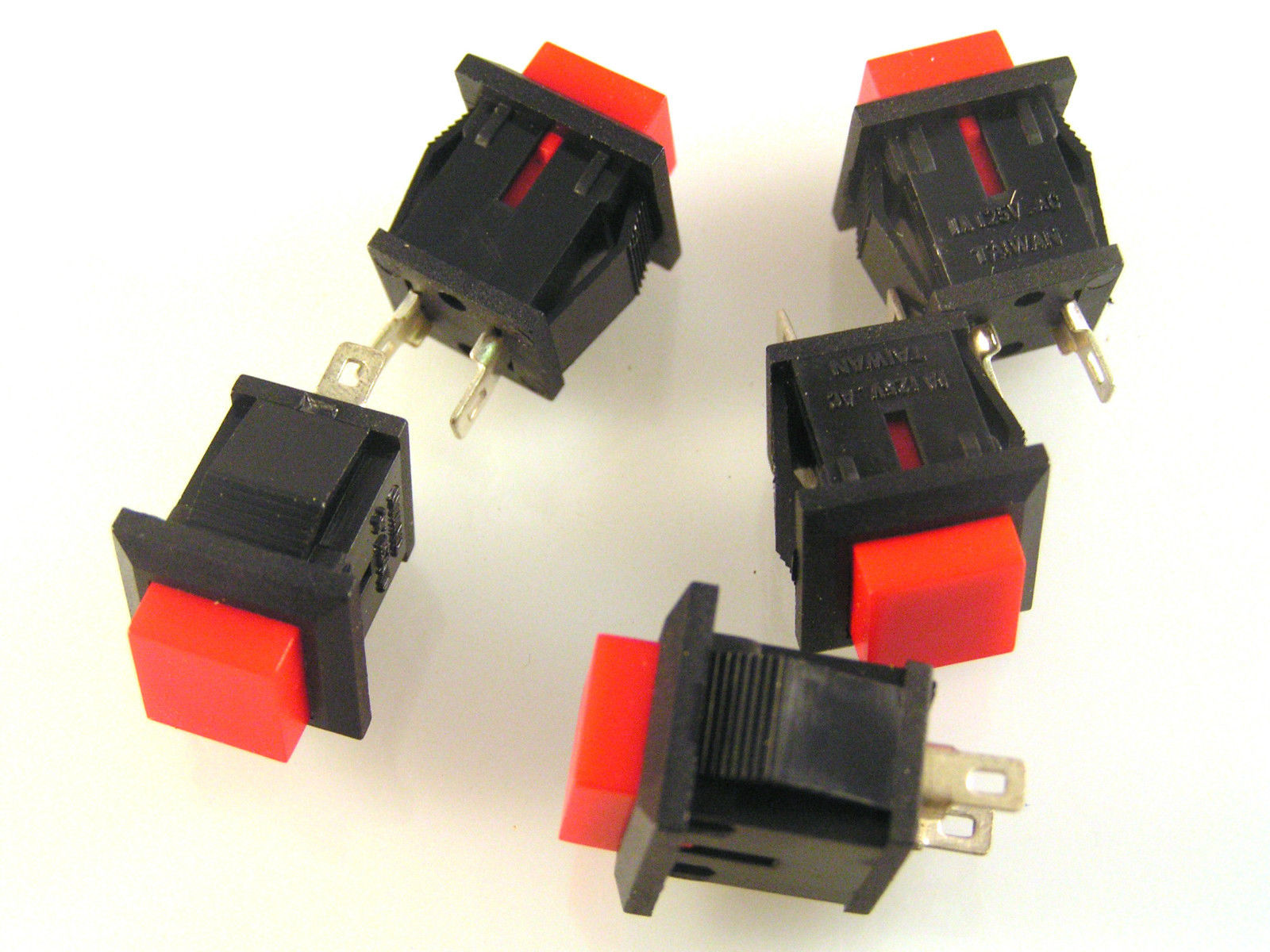 R1827B Push to Break Square Switches Red Green Black 5 Pieces